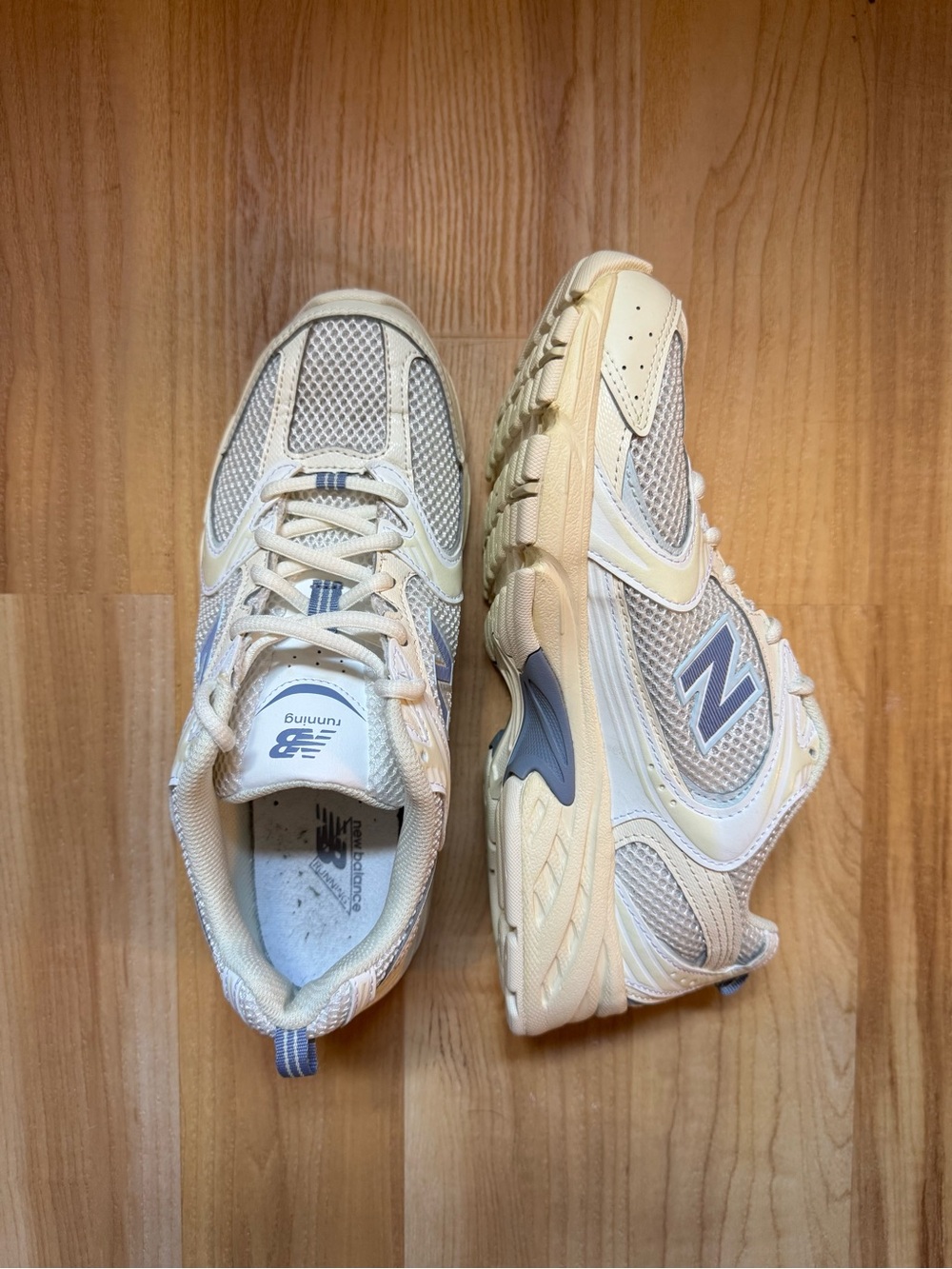 New Balance Beige Cream Mesh Sneakers